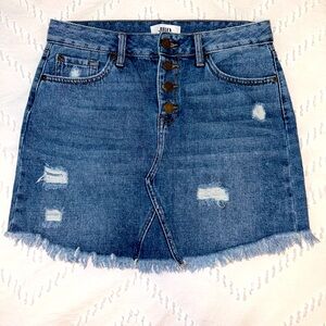 JDB Just Black Denim distressed frayed hem‎ denim mini skirt size Medium